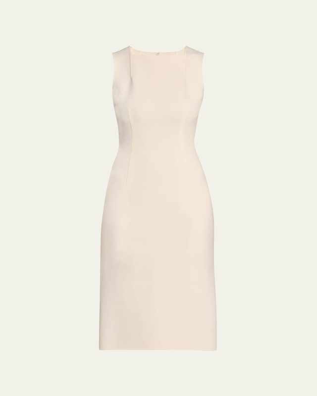 Square-Neck Crepe Sheath Dress